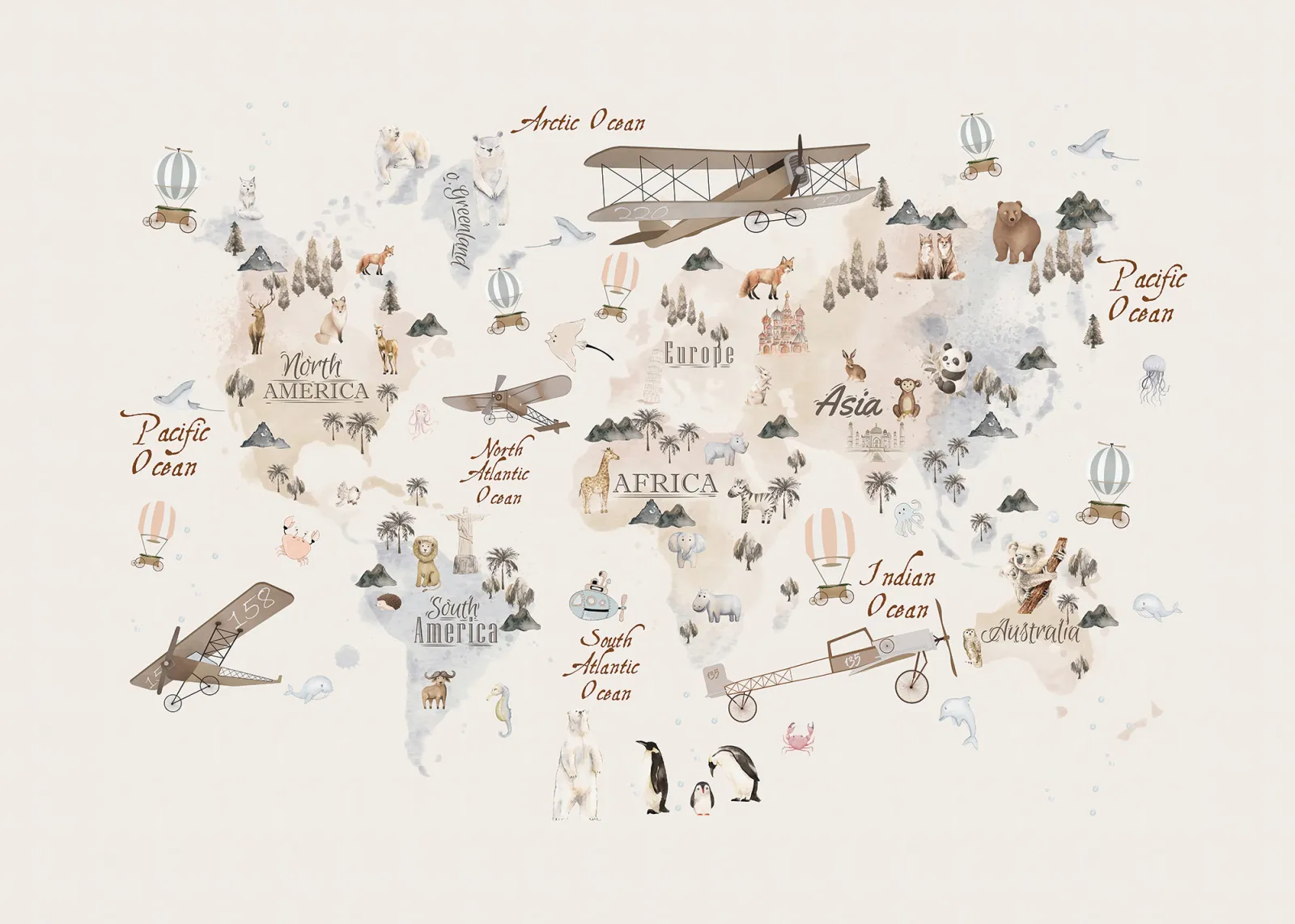 Fototapeta Mapa świata — powiększenie wzoru