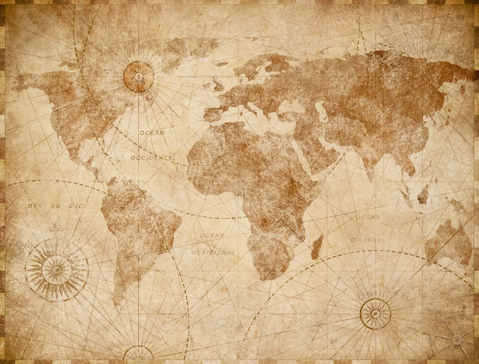 Fototapeta Mapa świata w stylu vintage — powiększenie wzoru