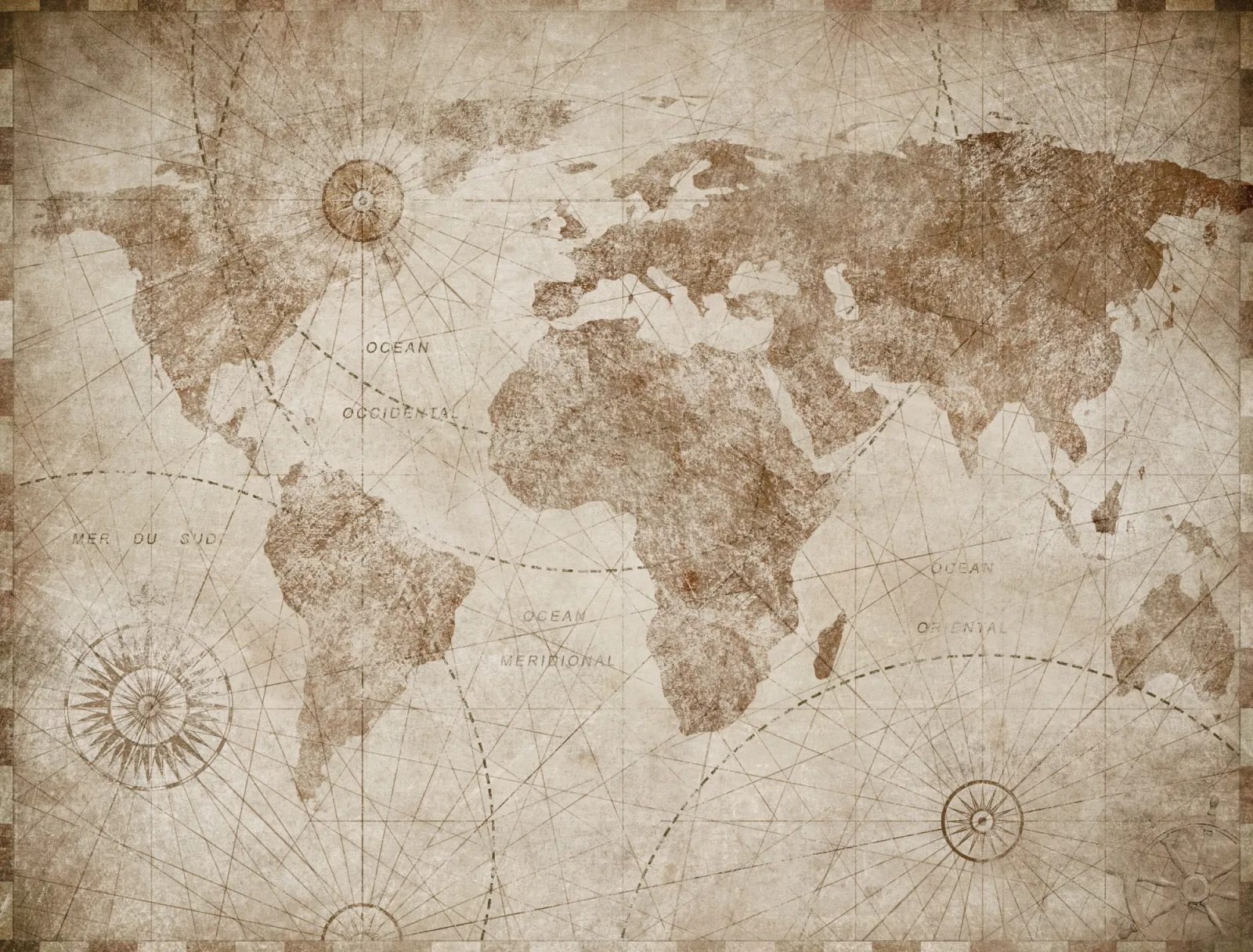 Fototapeta Mapa świata w stylu vintage — powiększenie wzoru