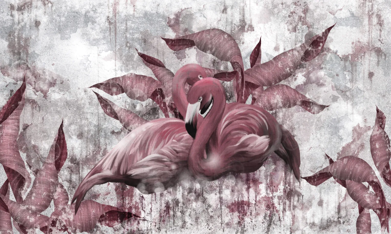Fototapeta Flamingi na teksturowanym tle — powiększenie wzoru