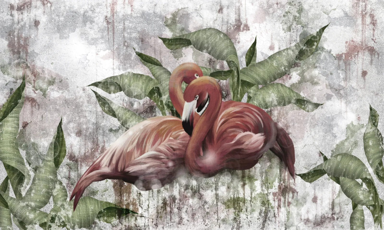 Fototapeta Flamingi na teksturowanym tle — powiększenie wzoru