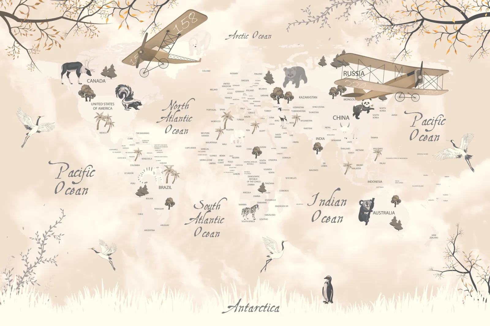 Fototapeta Mapa Świata — powiększenie wzoru