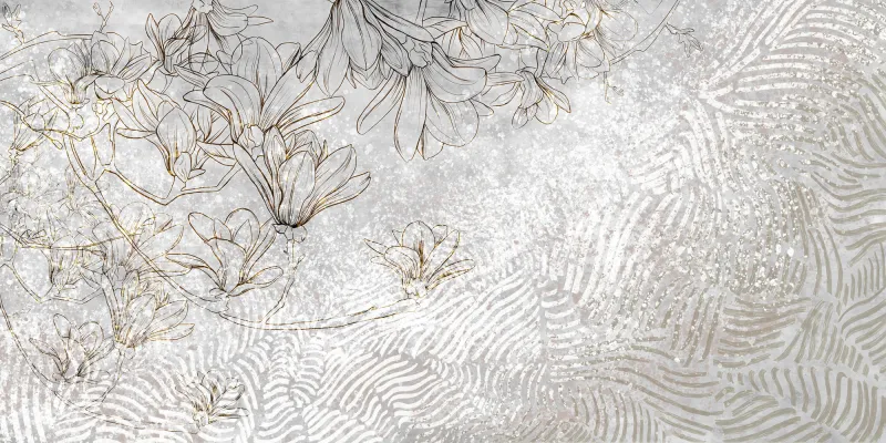 Fototapeta Kwiaty magnolii na betonowej ścianie