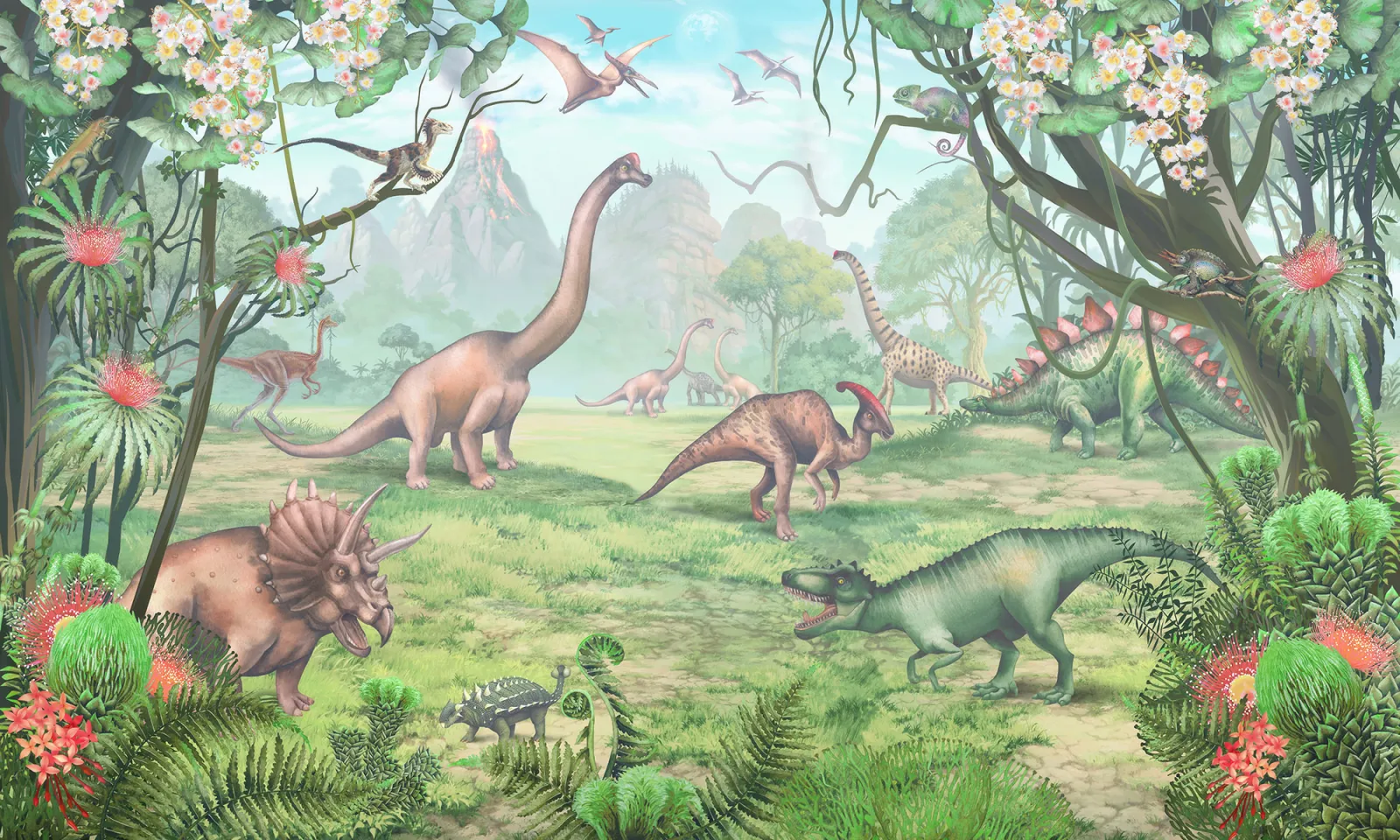 Fototapeta Dinozaury w dżungli — powiększenie wzoru