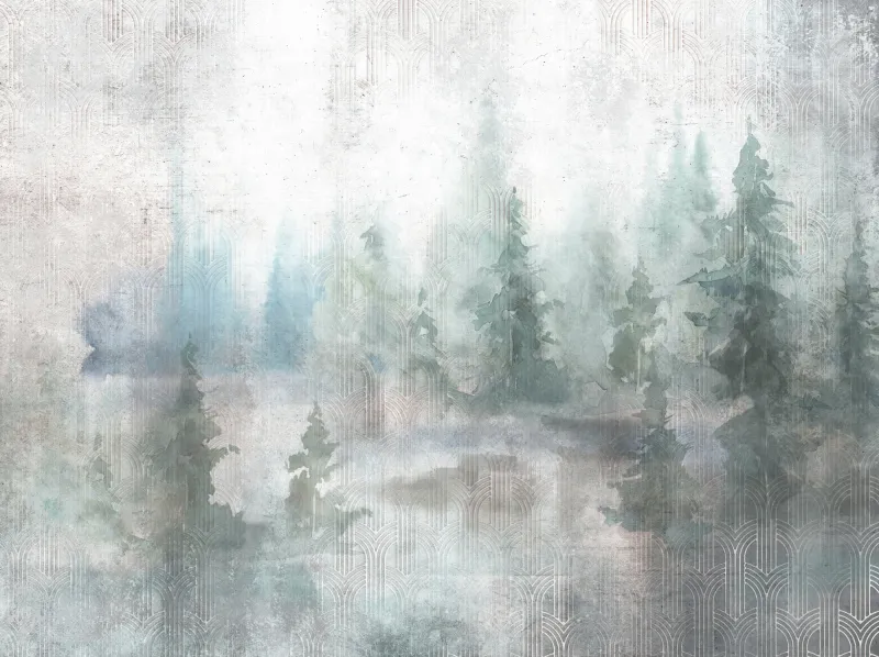 Fototapeta Las na abstrakcyjnym tle, malarstwo