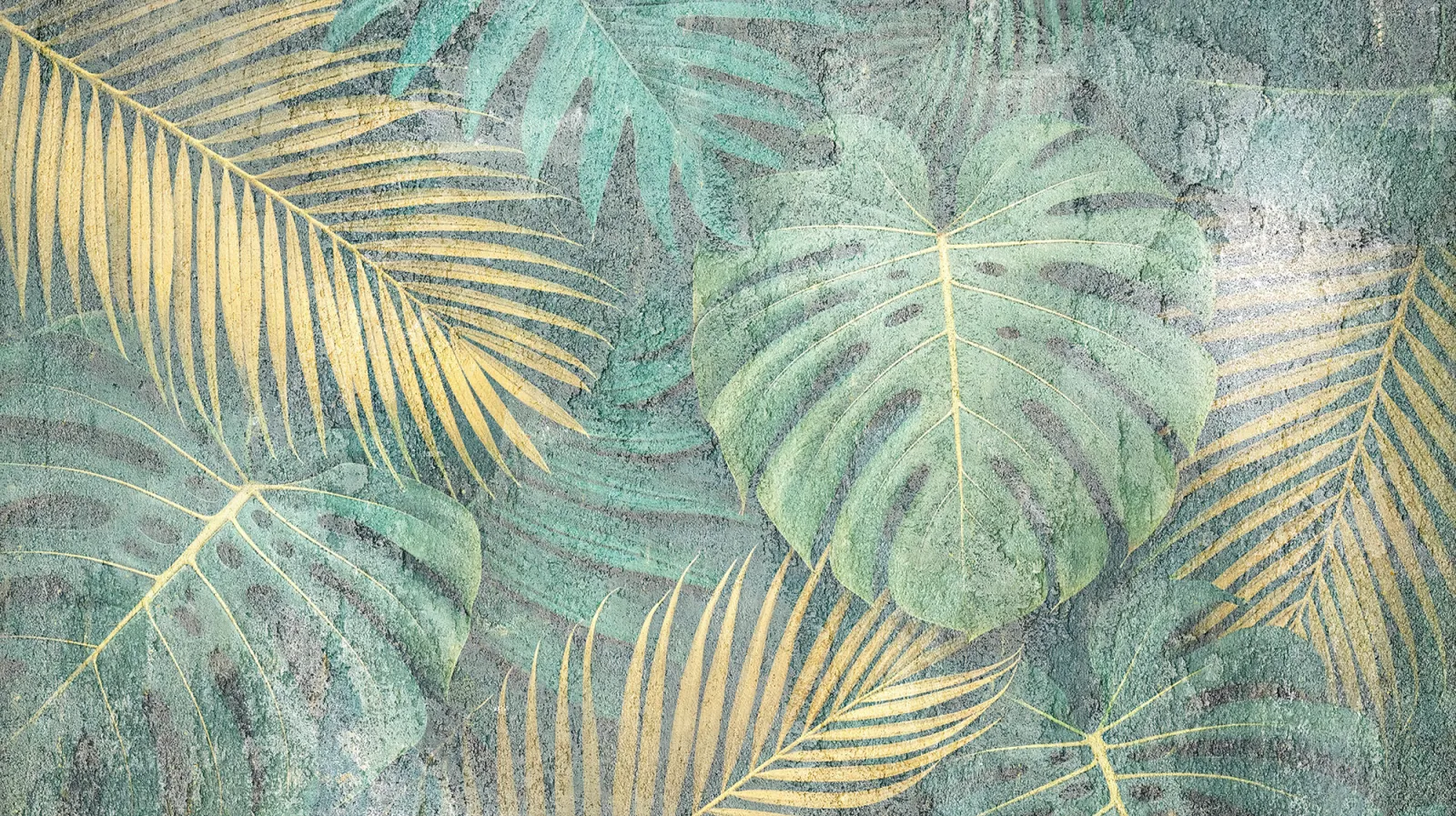 Fototapeta Liście paproci i monstera — powiększenie wzoru