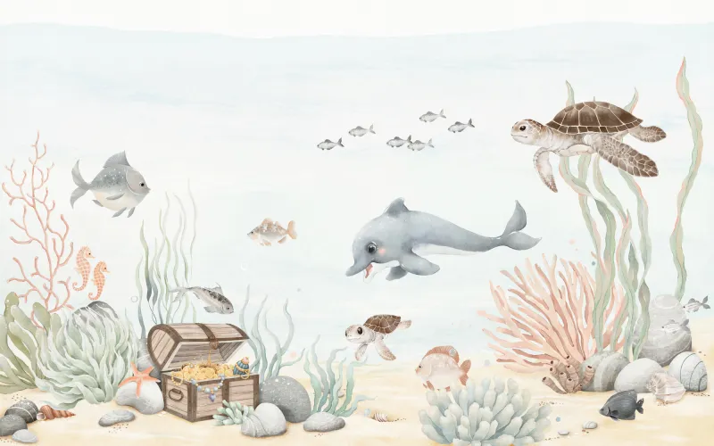 Fototapeta Skrzynia skarbów na dnie oceanu