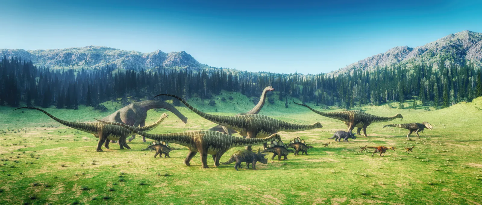 Fototapeta Jurajska Dolina Dinozaurów — powiększenie wzoru