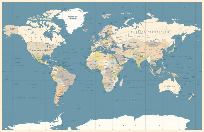 Fototapeta Polityczna mapa świata