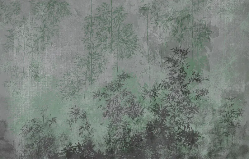Fototapeta Bambusowe zarośla w odcieniach zieleni i grafitu