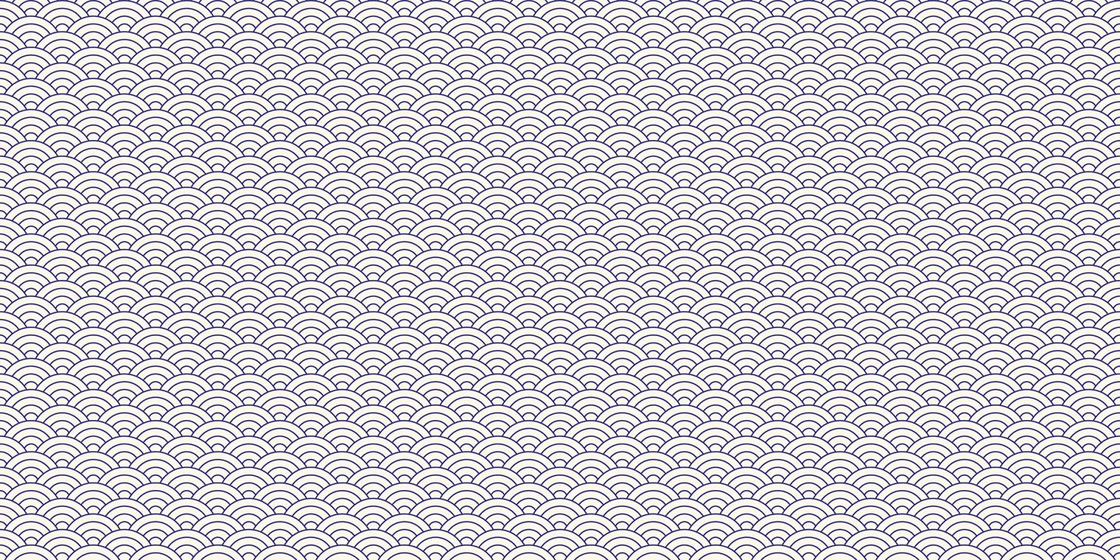 Fototapeta Granatowe japońskie fale seigaiha na bieli — powiększenie wzoru