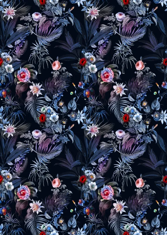 Fototapeta Tropikalne Kwiaty 3D - akwarelowy wzór z efektem 3D