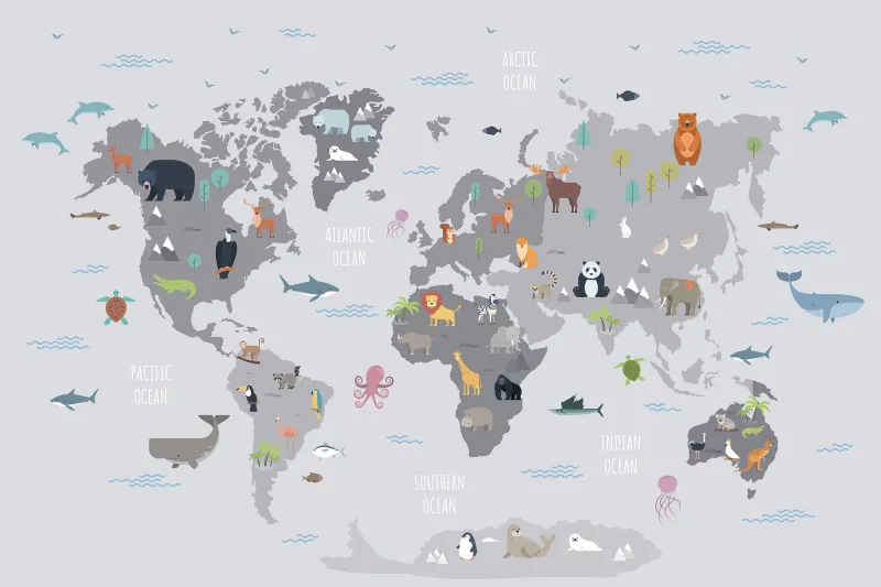 Fototapeta Dziecięca mapa świata