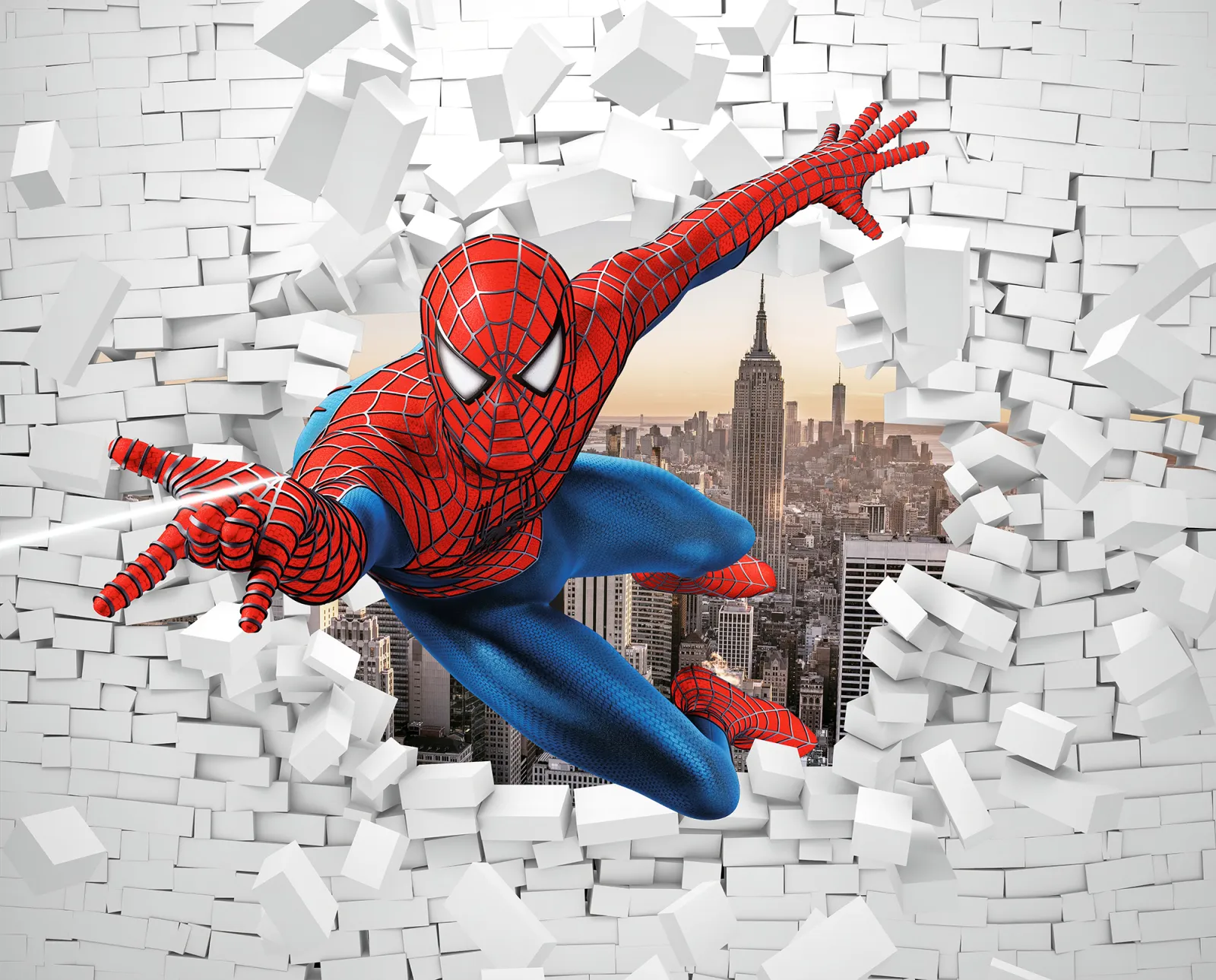 Fototapeta Spiderman burzy ścianę — powiększenie wzoru