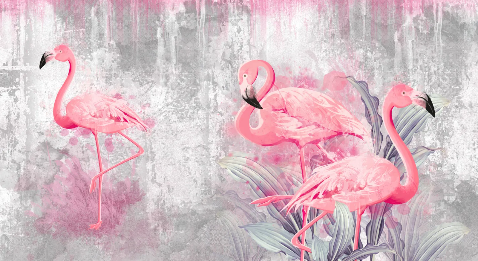 Fototapeta Różowe flamingi — powiększenie wzoru