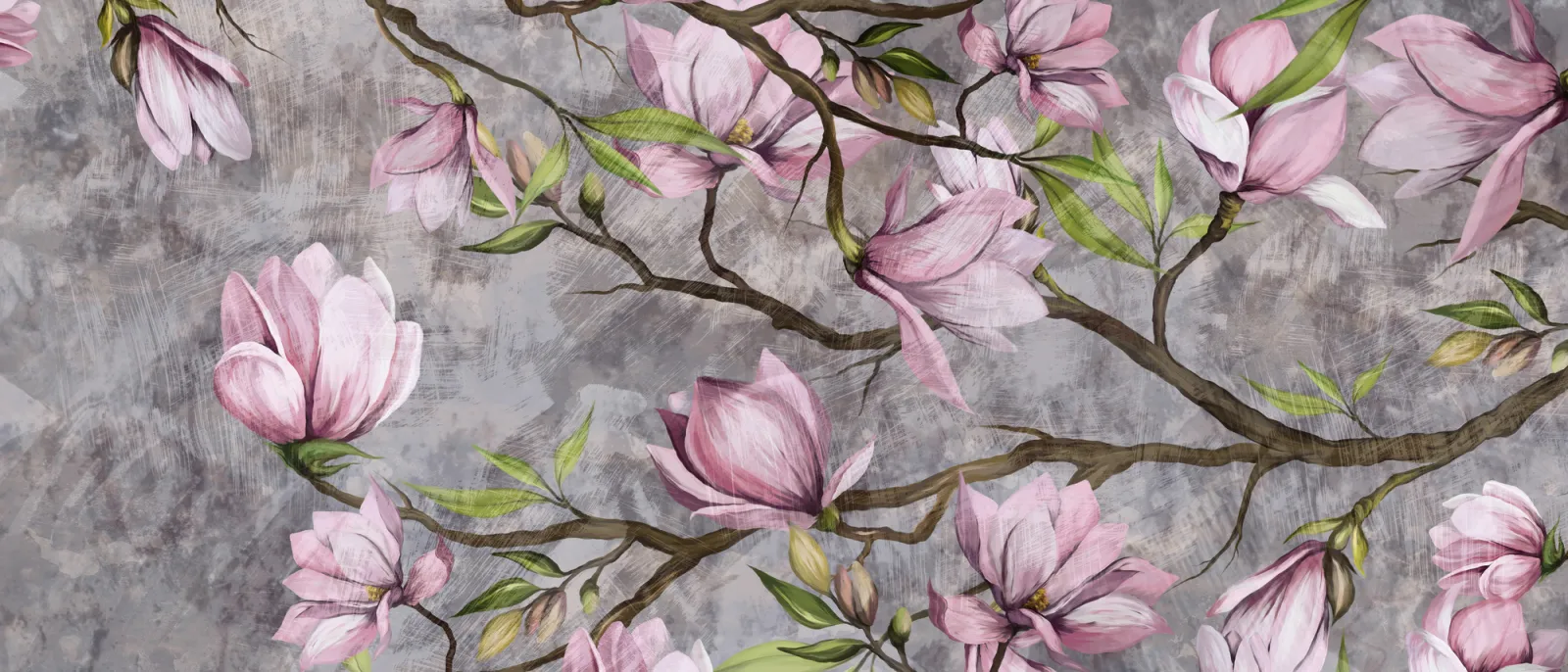 Fototapeta Gałązka magnolii na teksturowanym tle — powiększenie wzoru