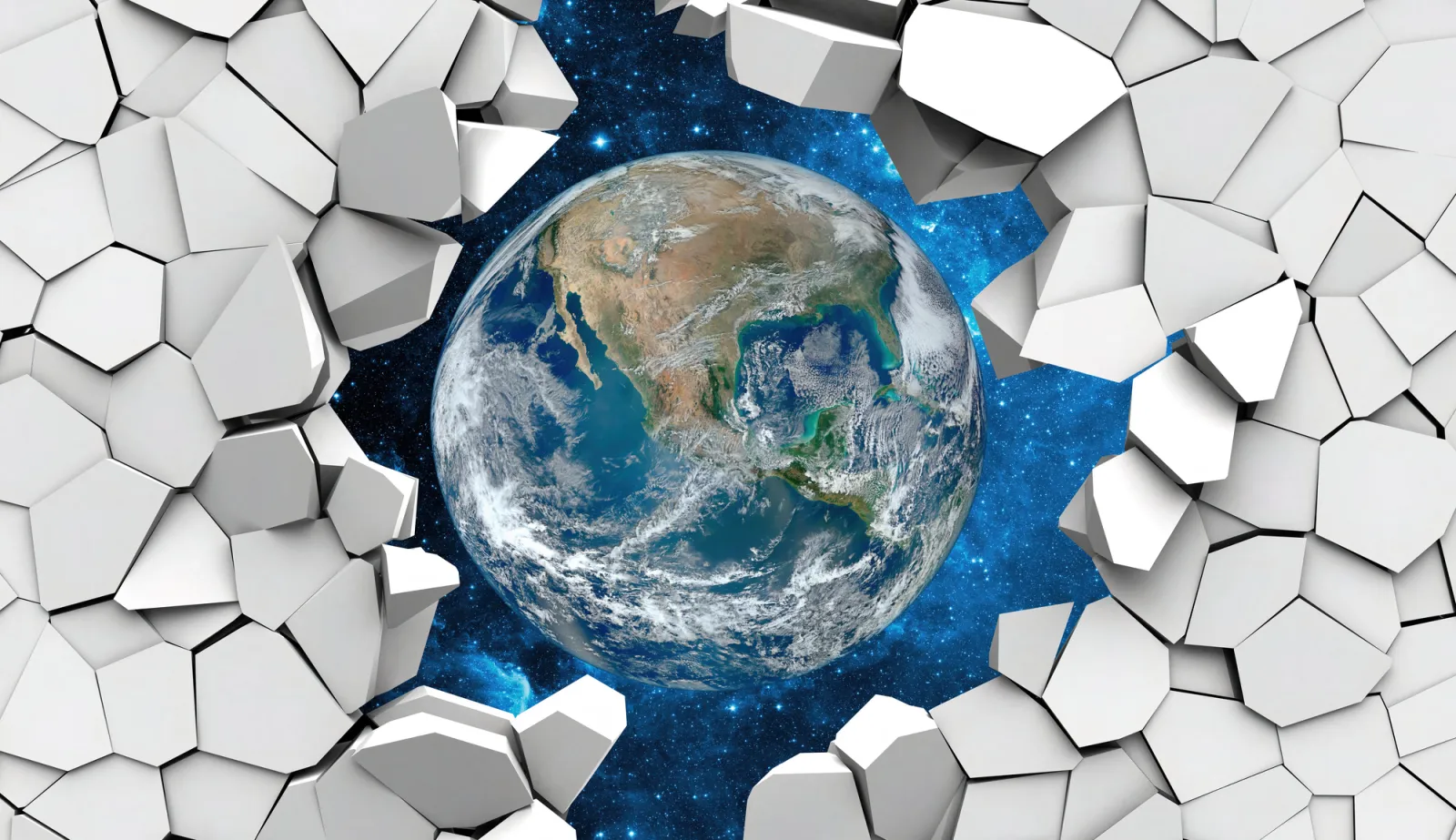 Fototapeta Planeta Ziemia w dziurze w ścianie — powiększenie wzoru