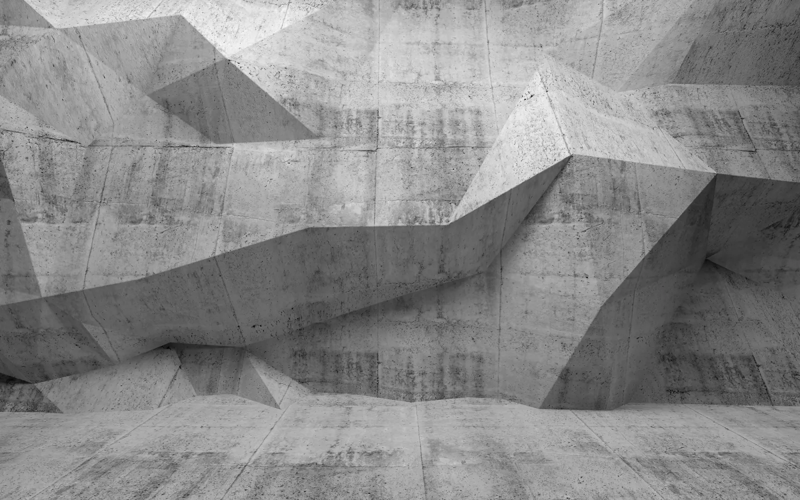Fototapeta Betonowa ściana 3d z wielokątnym wzorem — powiększenie wzoru