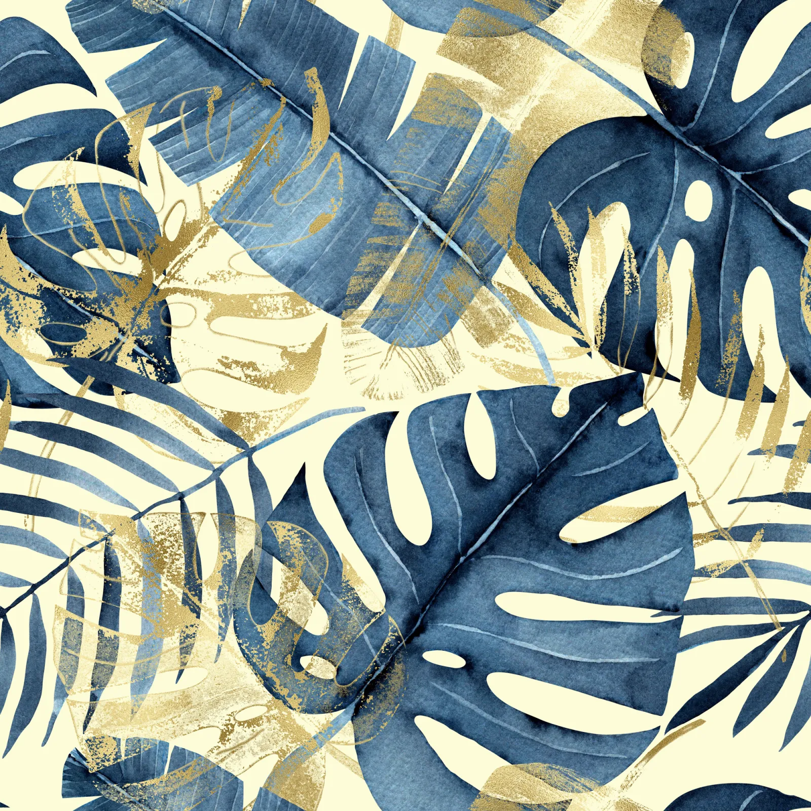 Fototapeta Granatowe liście monstera — powiększenie wzoru