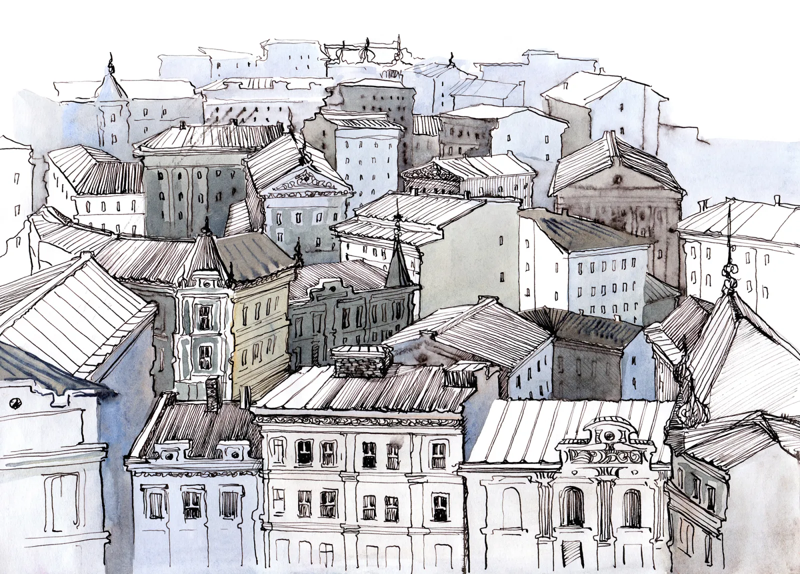 Fototapeta Dachy Miasta Ilustracja — powiększenie wzoru